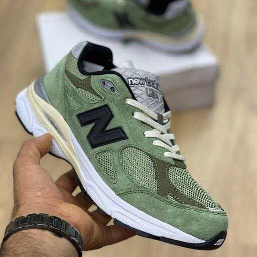 کتونی نیو بالانس 990 وی 3 مردانه سبز زیره کرم (با )